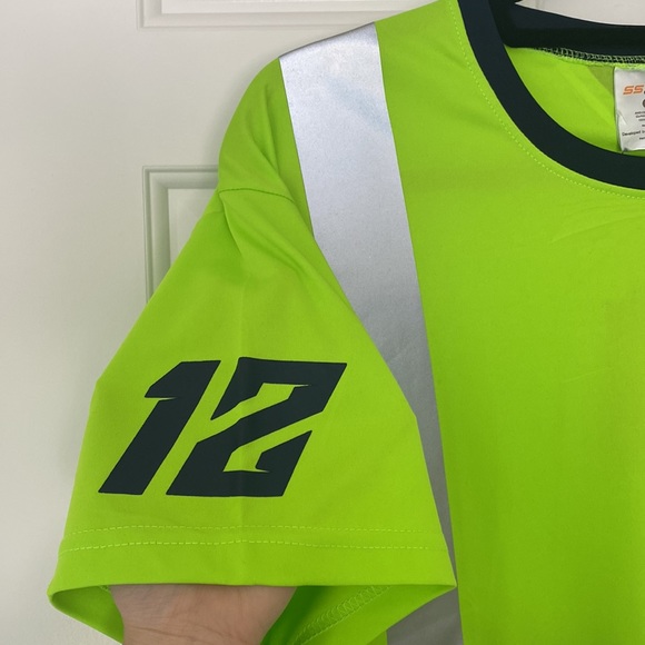 SS360 Safety Shirtz - Bright Green Reflective Safety Shirt Seahawks 12 - Picture 3 of 7